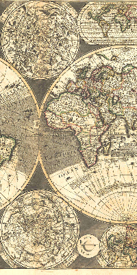 Tenda a rullo interna oscurante con stampa di una mappa del mondo
