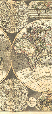 Tenda a rullo interna oscurante con stampa di una mappa del mondo