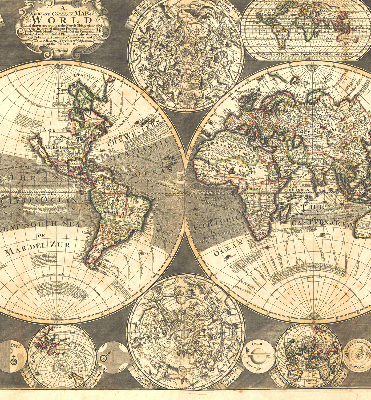 Tenda a rullo interna oscurante con stampa di una mappa del mondo