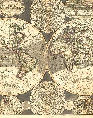 Tenda a rullo interna oscurante con stampa di una mappa del mondo