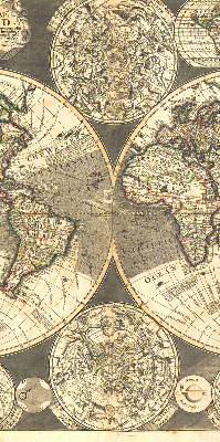 Tenda a rullo interna oscurante con stampa di una mappa del mondo