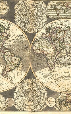 Tenda a rullo interna oscurante con stampa di una mappa del mondo