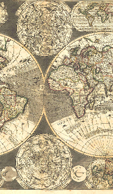 Tenda a rullo interna oscurante con stampa di una mappa del mondo