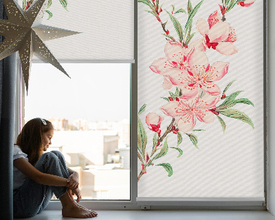 Tenda a rullo interna per finestra oscurante con fantasia a fiore rosa