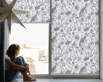 Tenda a rullo oscurante per porta finestra con fantasia di fiori selvatici