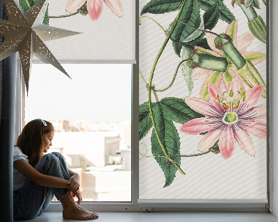 Tenda a rullo oscurante per finestra con fantasia a fiori rosa