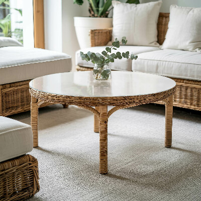 Tavolo piano vetro con stampa Bianco puro