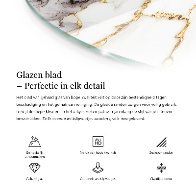 Tavolo piano vetro con stampa Bianco puro