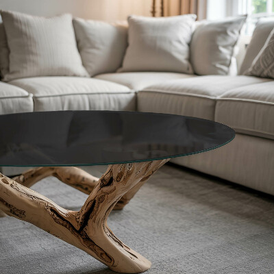 Tavolo piano vetro rotondo con stampa Elegante nero uniforme