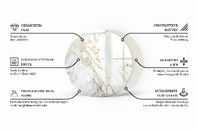 Tavolo piano vetro rotondo Composizione grafica marmorizzata