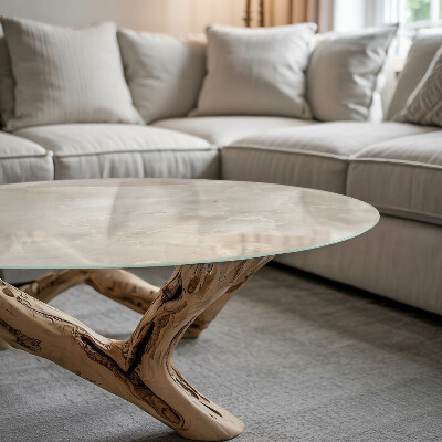 Tavolo piano vetro rotondo Composizione grafica marmorizzata