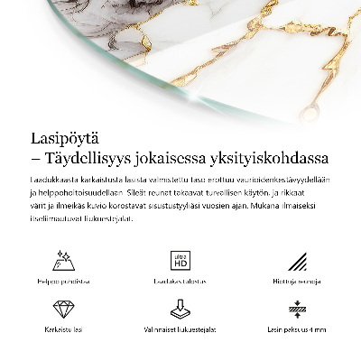 Tavolo piano vetro con stampa Mosaici decorativi con dettagli