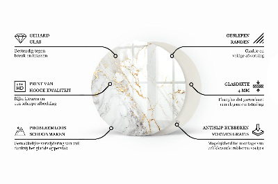 Tavolo piano vetro rotondo con stampa Sottili venature del marmo