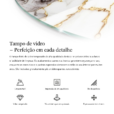 Tavolo piano vetro rotondo Elegante motivo boschivo