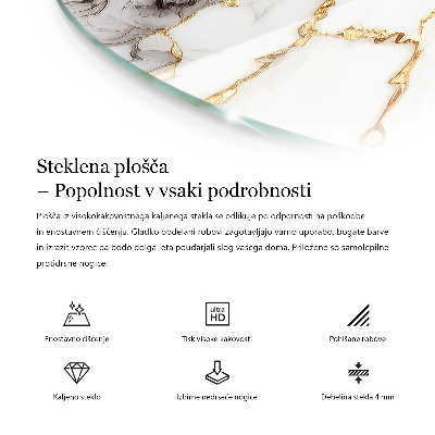 Tavolo piano vetro rotondo Elegante motivo boschivo