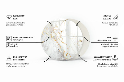 Tavolo piano vetro rotondo con stampa Marmo con delicate venature