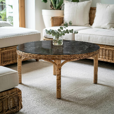 Tavolo piano vetro rotondo con stampa Marmo con delicate venature