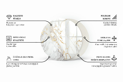 Tavolo piano vetro rotondo Venature marmorizzate nel design