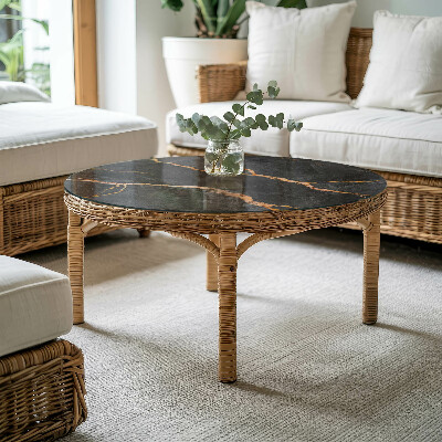 Tavolo piano vetro rotondo Venature marmorizzate nel design