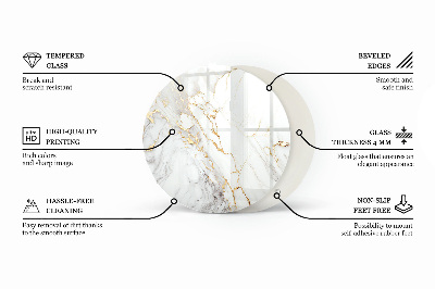 Tavolo piano vetro rotondo Venature marmorizzate nel design