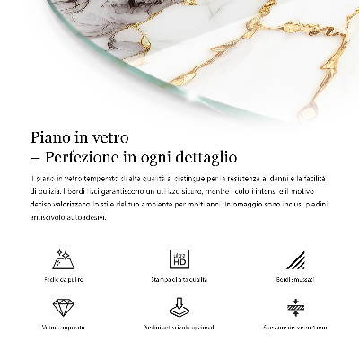 Tavolo piano vetro con stampa Motivo con texture in pietra