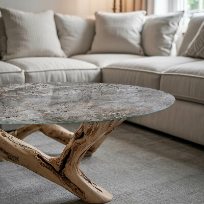 Tavolo piano vetro rotondo Elegante disegno marmorizzato