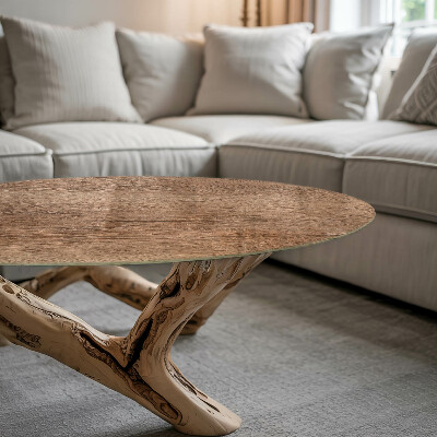 Tavolo piano vetro con stampa Il fascino del legno naturale