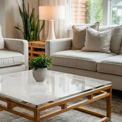 Tavolo piano vetro decorativo con stampa Bianco puro