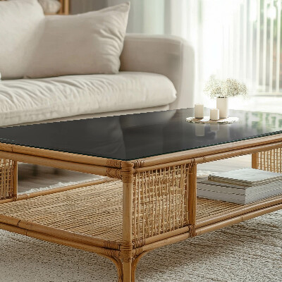 Tavolo piano vetro rettangolare con stampa Elegante nero uniforme