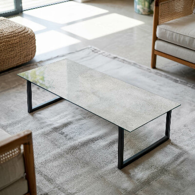 Tavolo piano vetro rettangolare con stampa Graffi sulla superficie in cemento