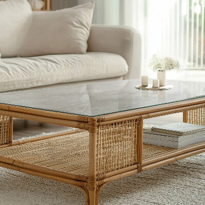 Tavolo piano vetro rettangolare con stampa Graffi sulla superficie in cemento