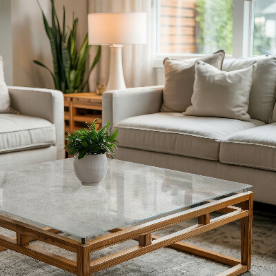 Tavolo piano vetro rettangolare con stampa Graffi sulla superficie in cemento