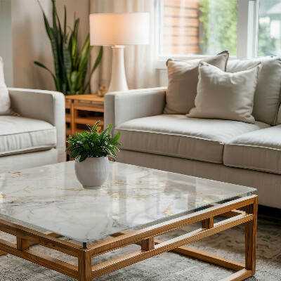 Tavolo piano vetro rettangolare con stampa Sottili venature del marmo