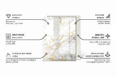 Tavolo piano vetro rettangolare con stampa Sottili venature del marmo