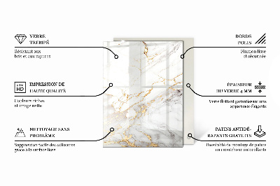 Tavolo piano vetro rettangolare con stampa Marmo con delicate venature