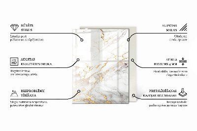 Tavolo piano vetro rettangolare con stampa Marmo con delicate venature