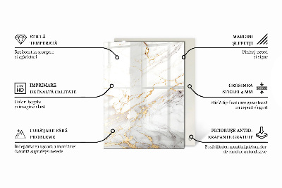 Tavolo piano vetro rettangolare con stampa Marmo con delicate venature