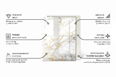 Tavolo piano vetro rettangolare con stampa Marmo con delicate venature