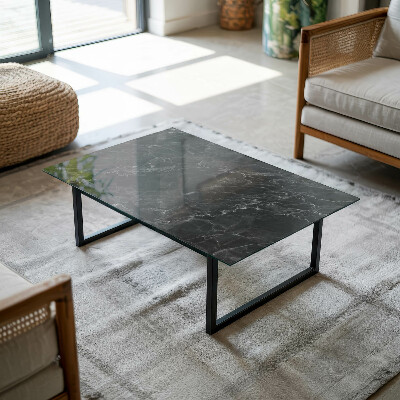 Tavolo piano vetro rettangolare con stampa Marmo con delicate venature