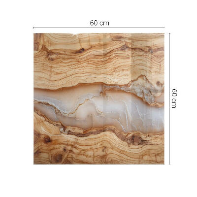 Tavolo piano vetro decorativo con stampa Legno in armonia con la resina