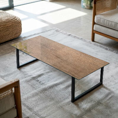 Tavolo piano vetro decorativo con stampa Il fascino del legno naturale