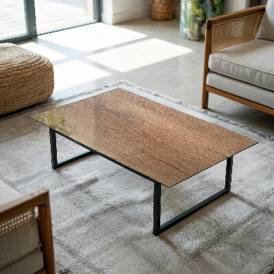 Tavolo piano vetro decorativo con stampa Il fascino del legno naturale