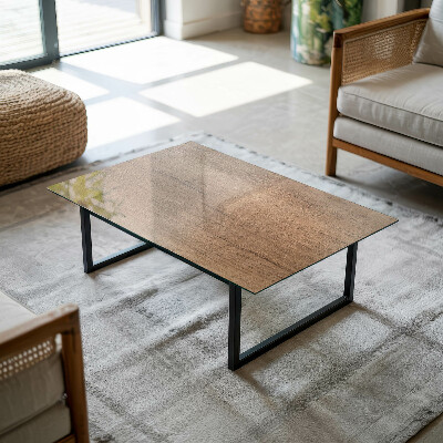 Tavolo piano vetro decorativo con stampa Il fascino del legno naturale