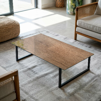 Tavolo piano vetro decorativo con stampa Il fascino del legno naturale