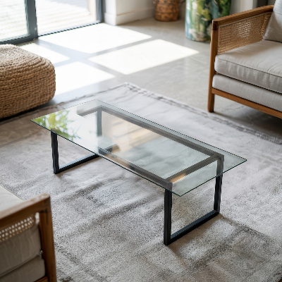 Tavolo piano vetro rettangolare Transparente