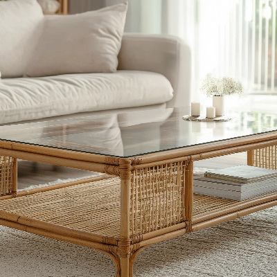 Tavolo piano vetro rettangolare trasparente