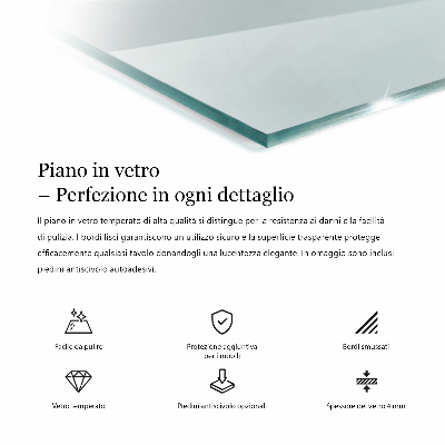 Tavolo piano vetro rettangolare trasparente