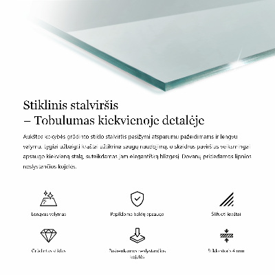 Tavolo piano vetro rettangolare Transparente