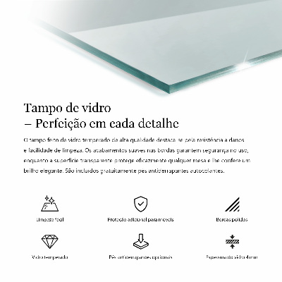 Tavolo piano vetro rettangolare Transparente