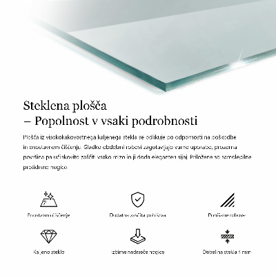 Tavolo piano vetro rettangolare Transparente